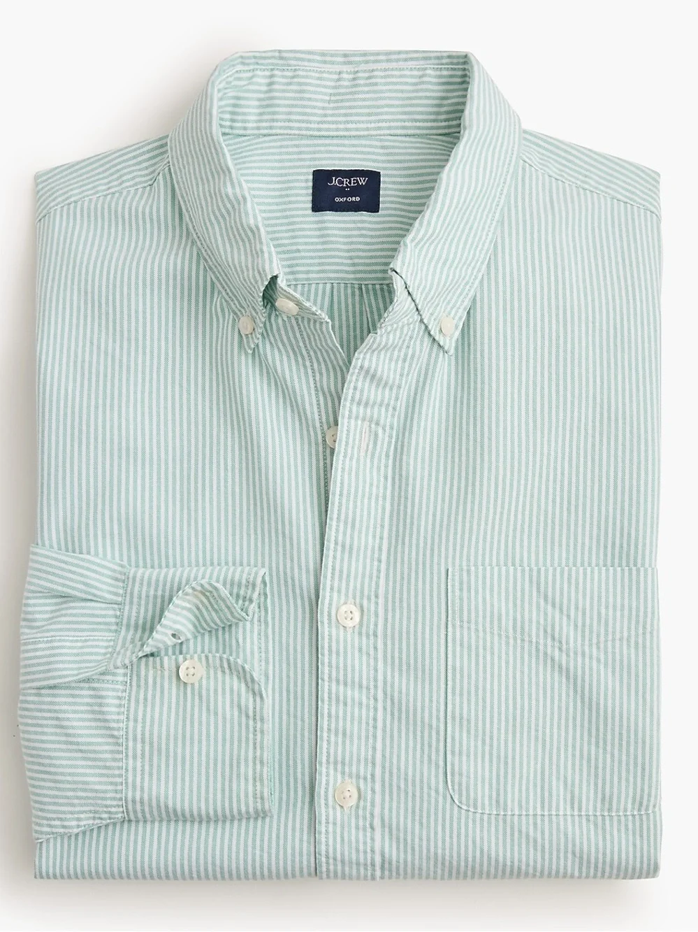 J crew green white Classic-fit Everyday oxford shirt